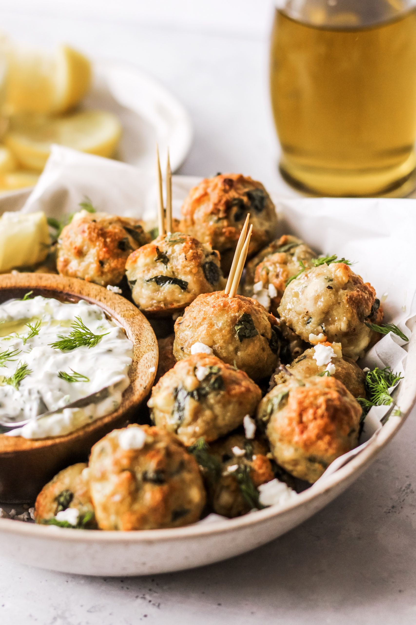Feta & Herb Chicken Meatballs with Homemade Tzatziki Live Healthy